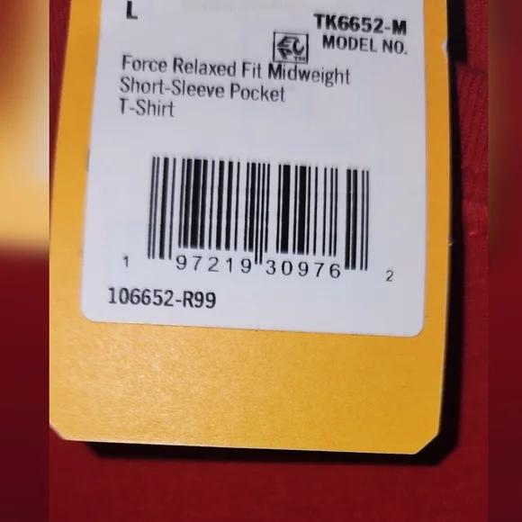 Carhartt Force Relaxed Fit Men's Midweight Red T-Shirt W Pocket - Picture 5 of 6